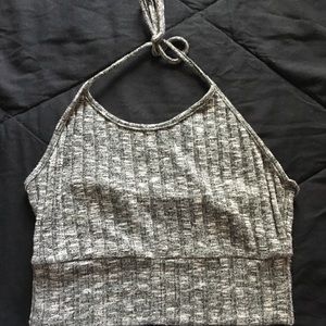 gray cropped halter top